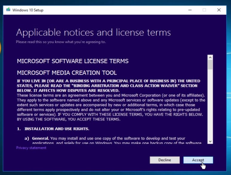 Windows 10 software license terms
