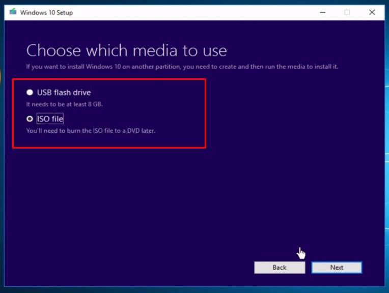 windows 10 choose media to use
