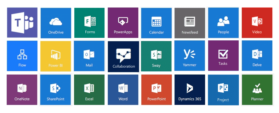 these are the apps you'll see inside office 365 suite